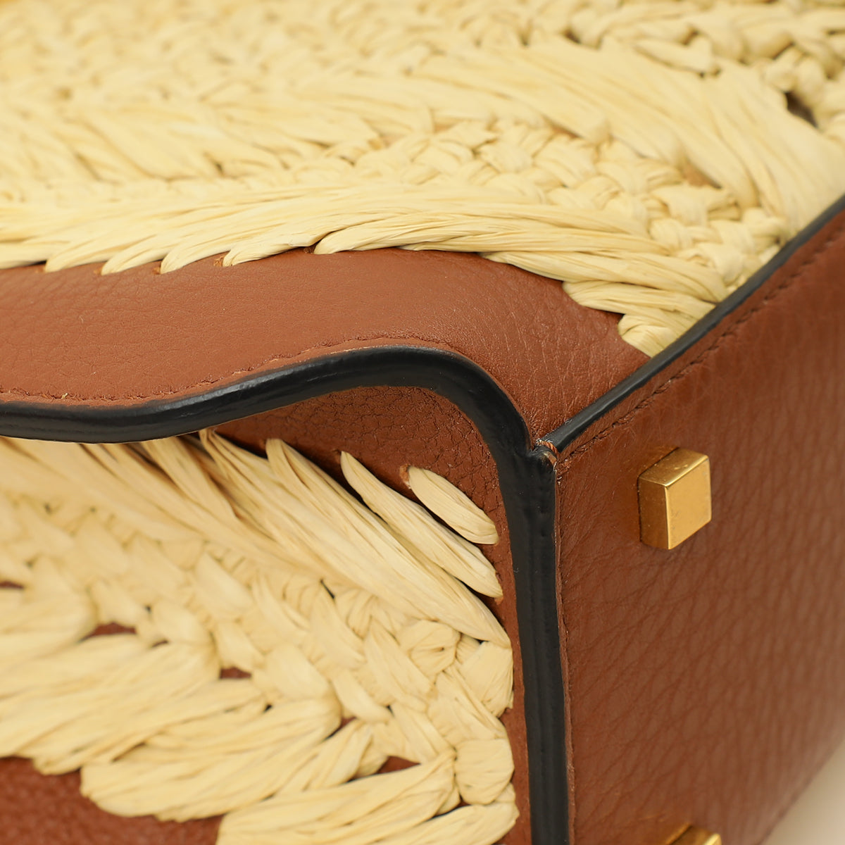 Valentino Bicolor Vlogo Signature Raffia Top Handle Bag