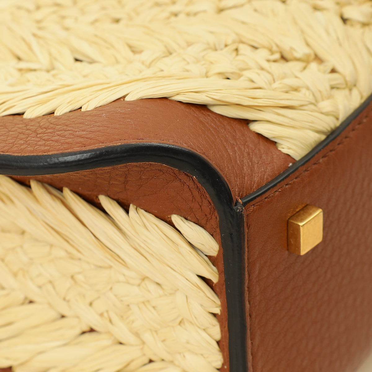 Valentino Bicolor Vlogo Signature Raffia Top Handle Bag