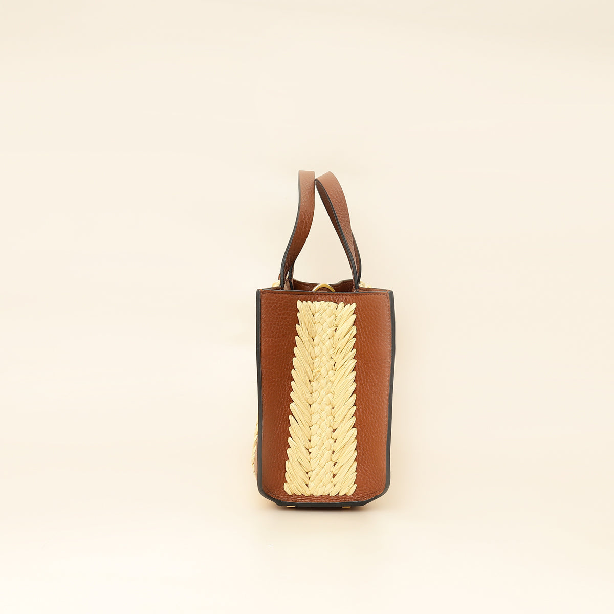 Valentino Bicolor Vlogo Signature Raffia Top Handle Bag