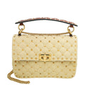 Valentino Beige Spike Rockstud Medium Flap Bag