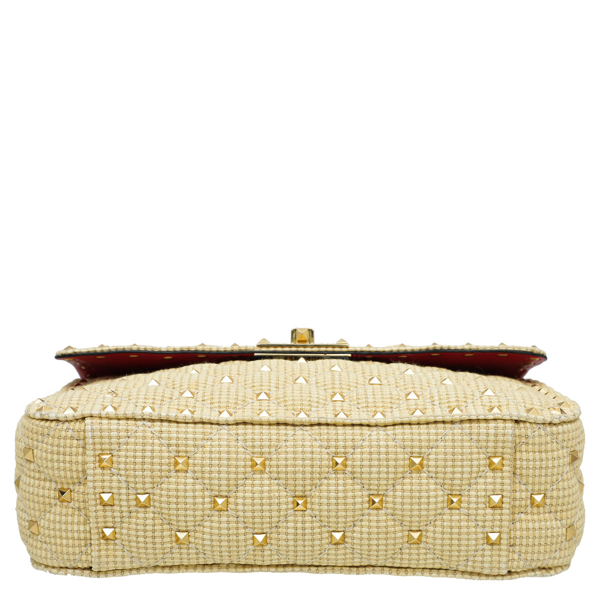 Valentino Beige Spike Rockstud Medium Flap Bag