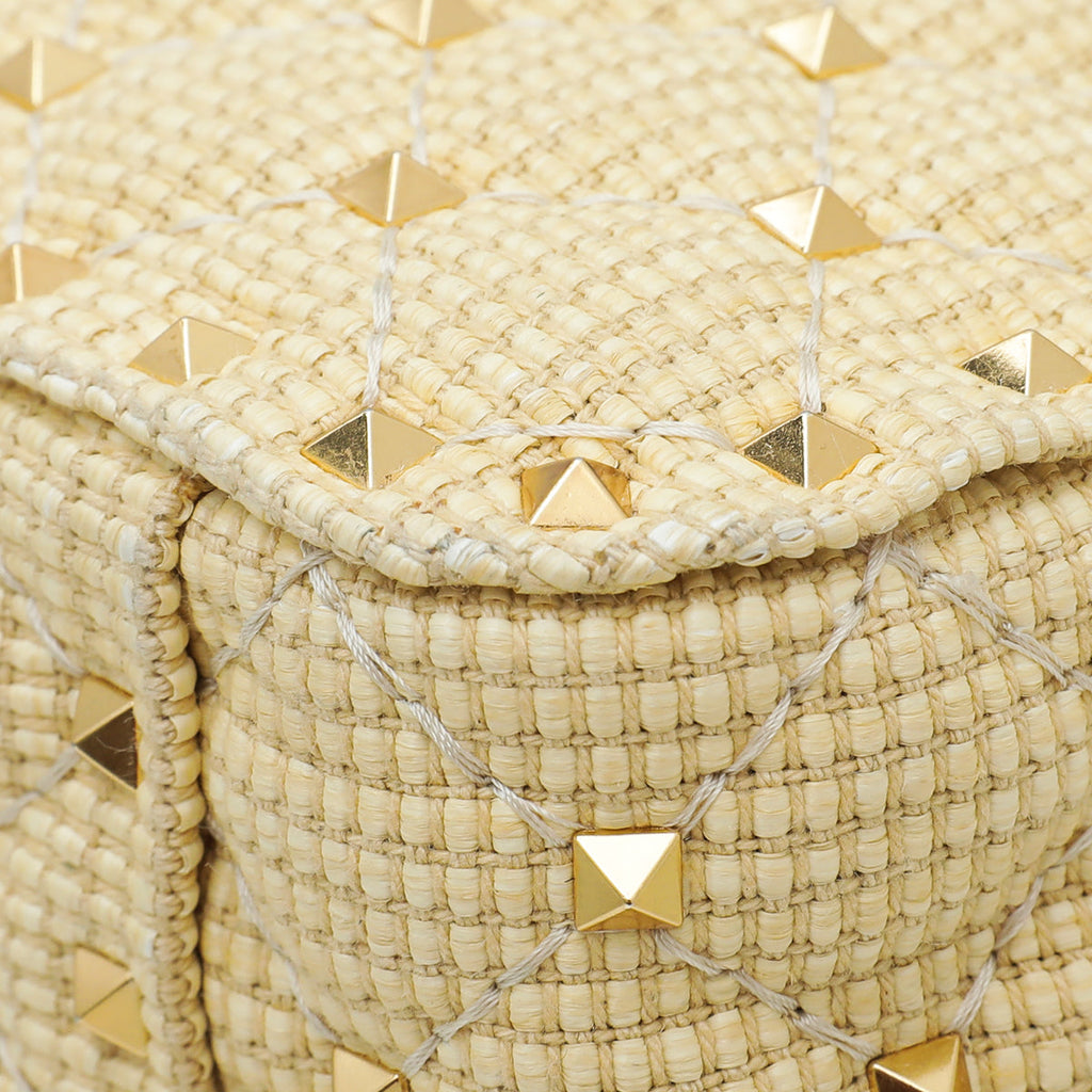 Valentino Beige Spike Rockstud Medium Flap Bag