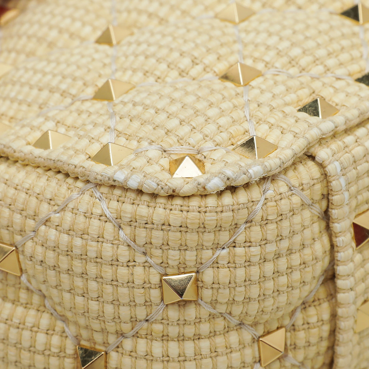 Valentino Beige Spike Rockstud Medium Flap Bag
