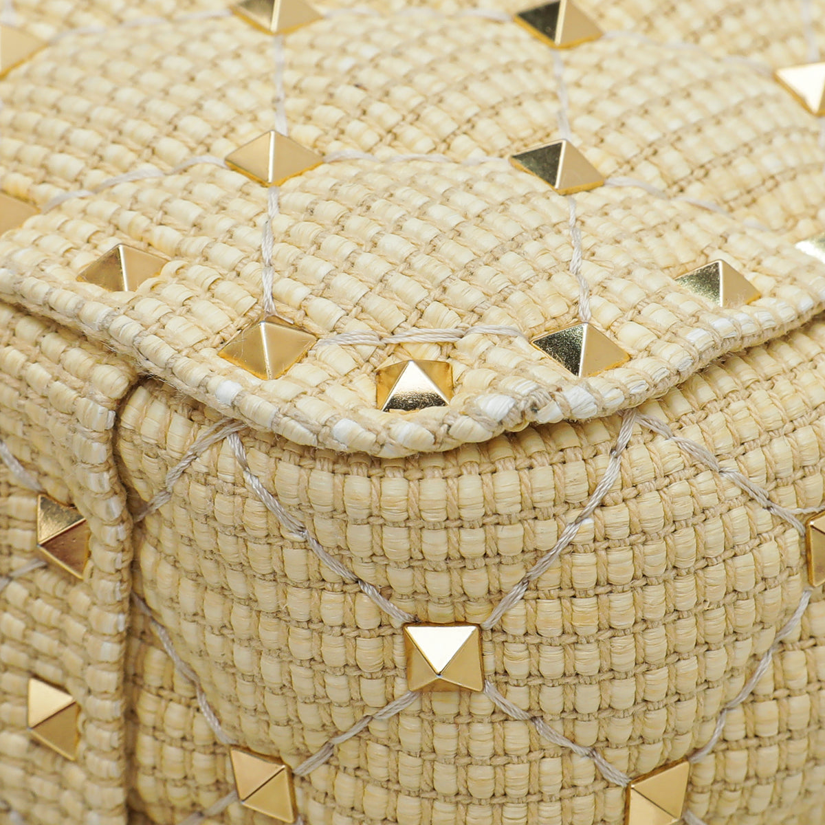 Valentino Beige Spike Rockstud Medium Flap Bag