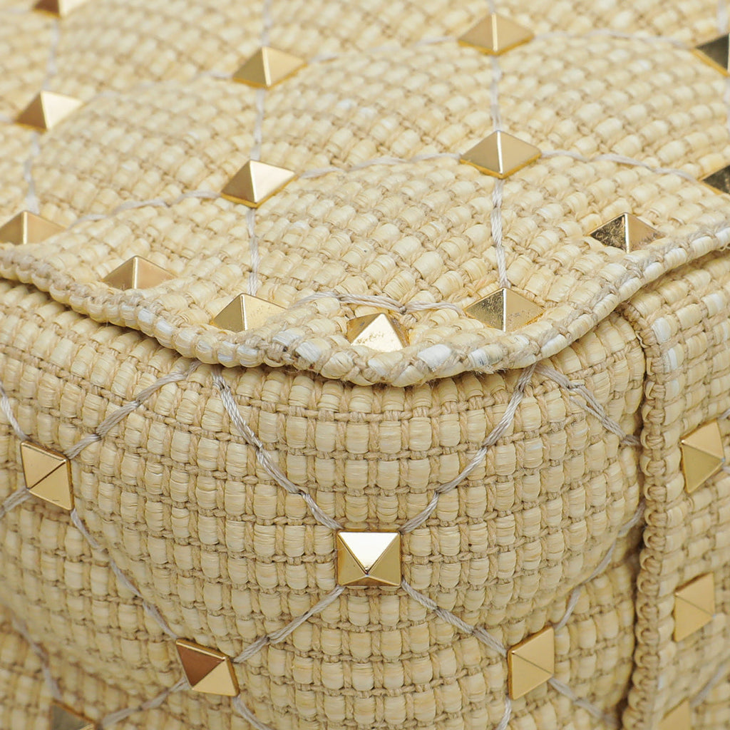 Valentino Beige Spike Rockstud Medium Flap Bag