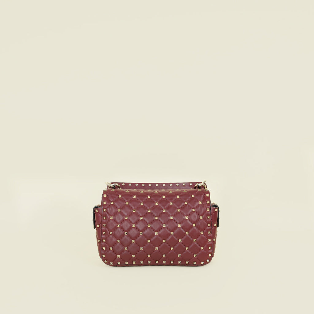 Valentino Burgundy Spike Rockstud Multipocket Flap Bag
