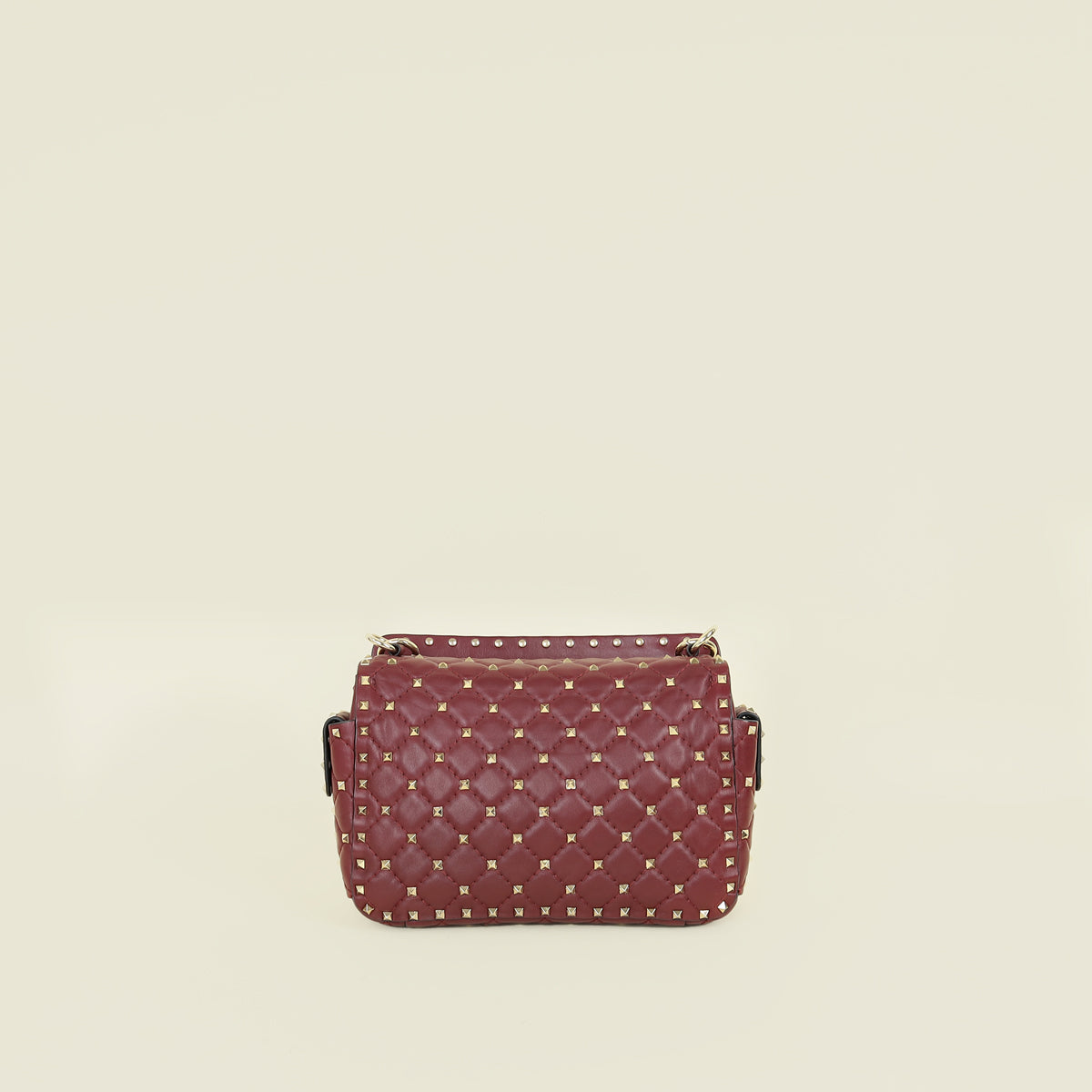 Valentino Burgundy Spike Rockstud Multipocket Flap Bag