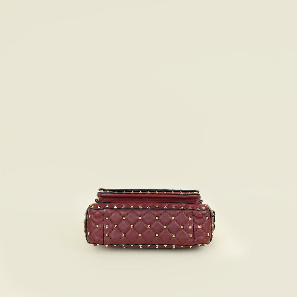 Valentino Burgundy Spike Rockstud Multipocket Flap Bag
