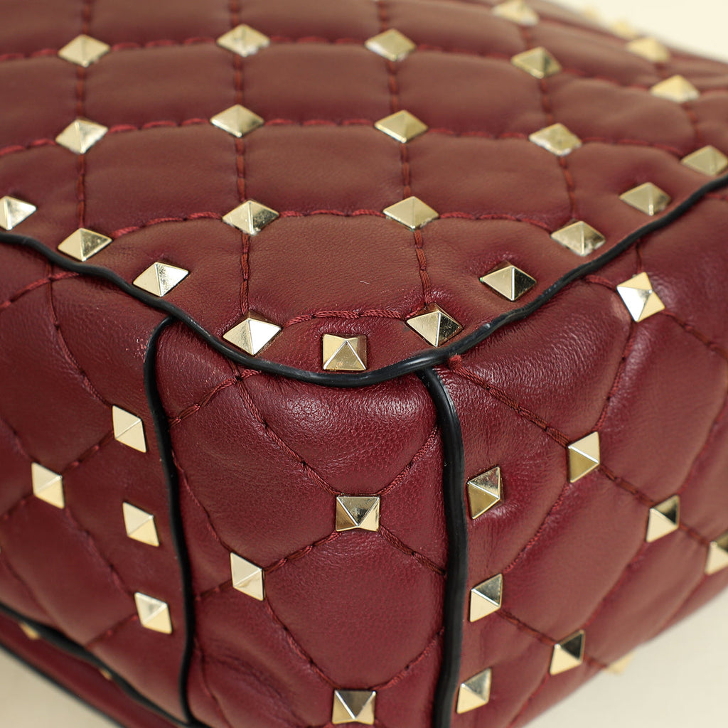 Valentino Burgundy Spike Rockstud Multipocket Flap Bag