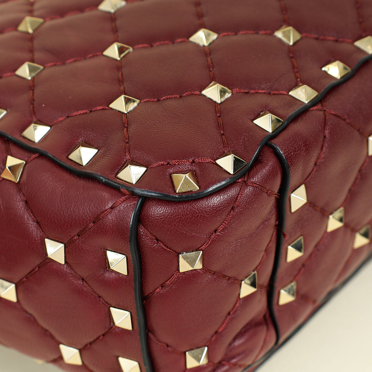 Valentino Burgundy Spike Rockstud Multipocket Flap Bag