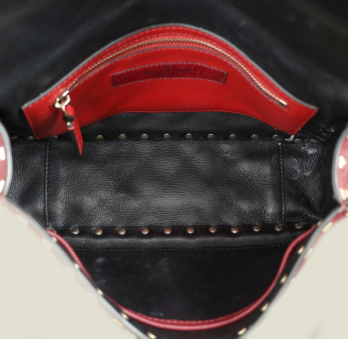 Valentino Burgundy Spike Rockstud Multipocket Flap Bag