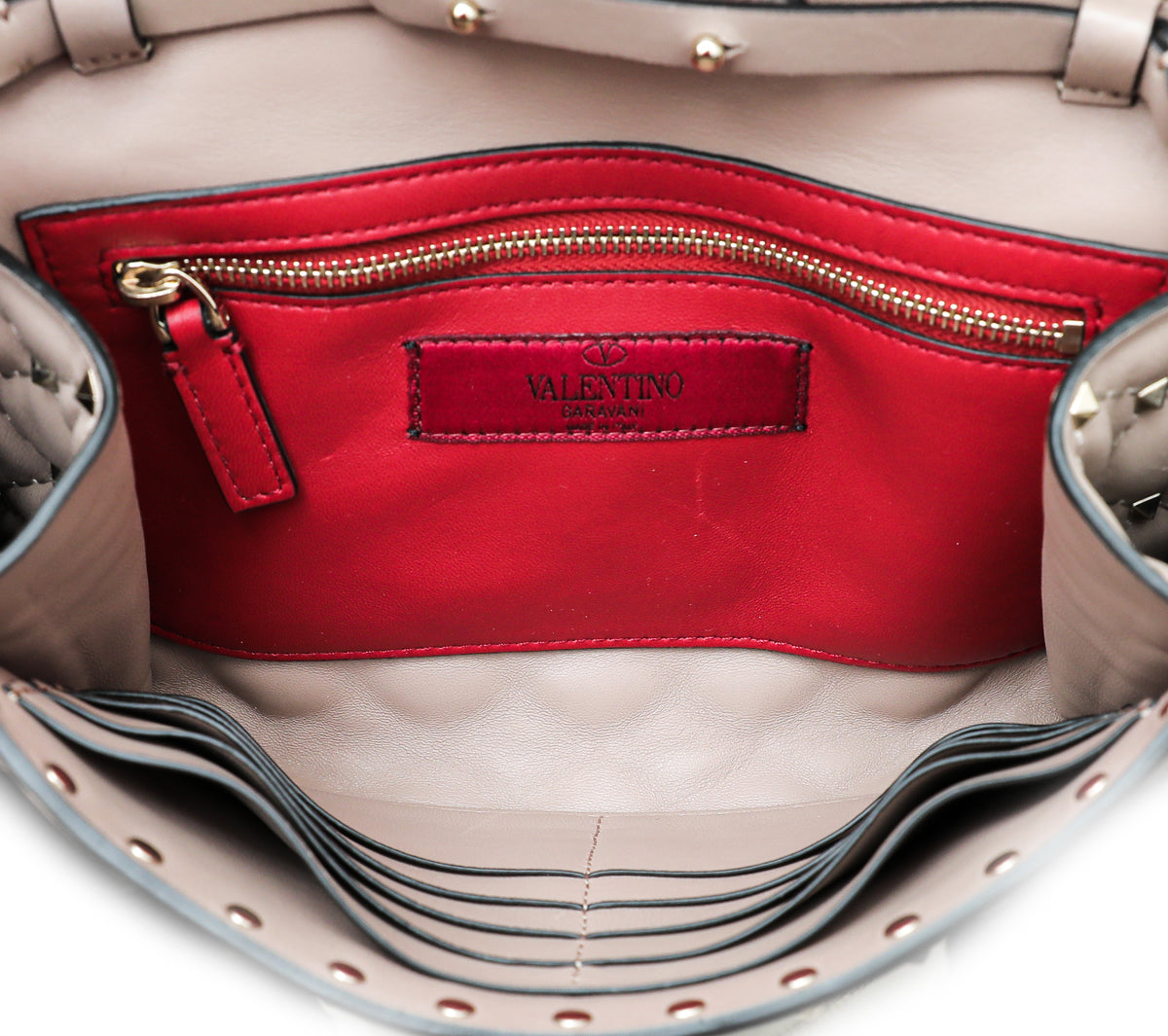 Valentino Nude Poudre Rockstud Spike Chain Clutch Bag
