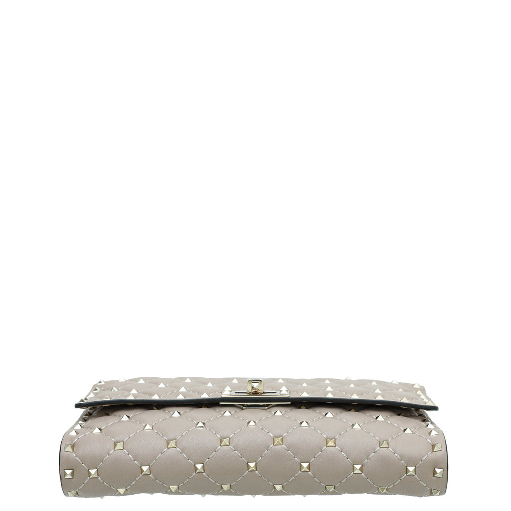 Valentino Nude Poudre Rockstud Spike Chain Clutch Bag