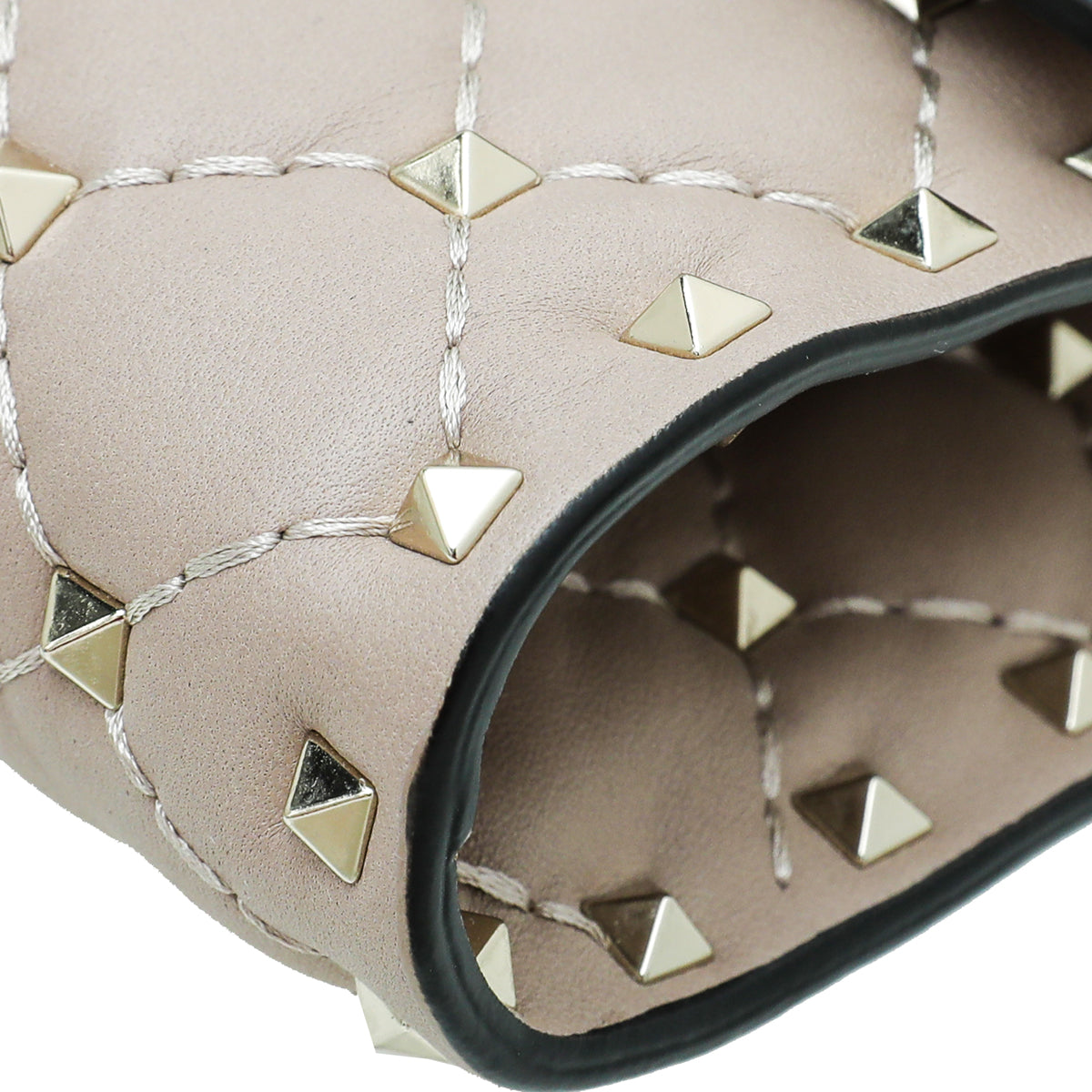 Valentino Nude Poudre Rockstud Spike Chain Clutch Bag