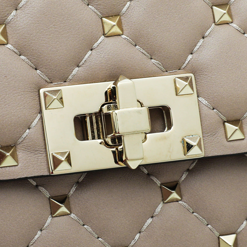 Valentino Nude Poudre Rockstud Spike Chain Clutch Bag