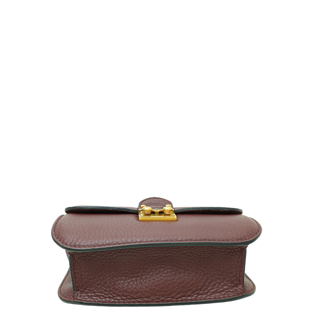 Valentino Burgundy Rockstud Glam Lock Small Chain Bag