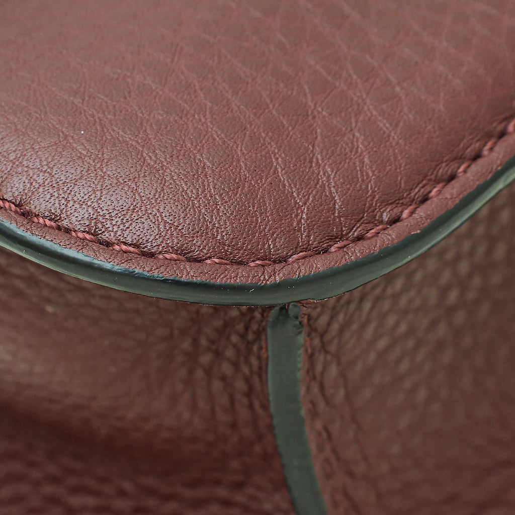 Valentino Burgundy Rockstud Glam Lock Small Chain Bag