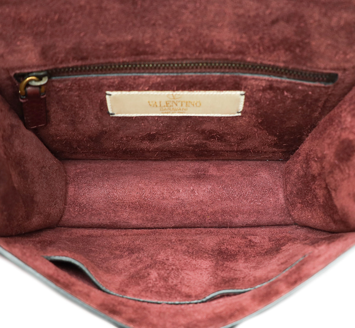 Valentino Burgundy Rockstud Glam Lock Small Chain Bag
