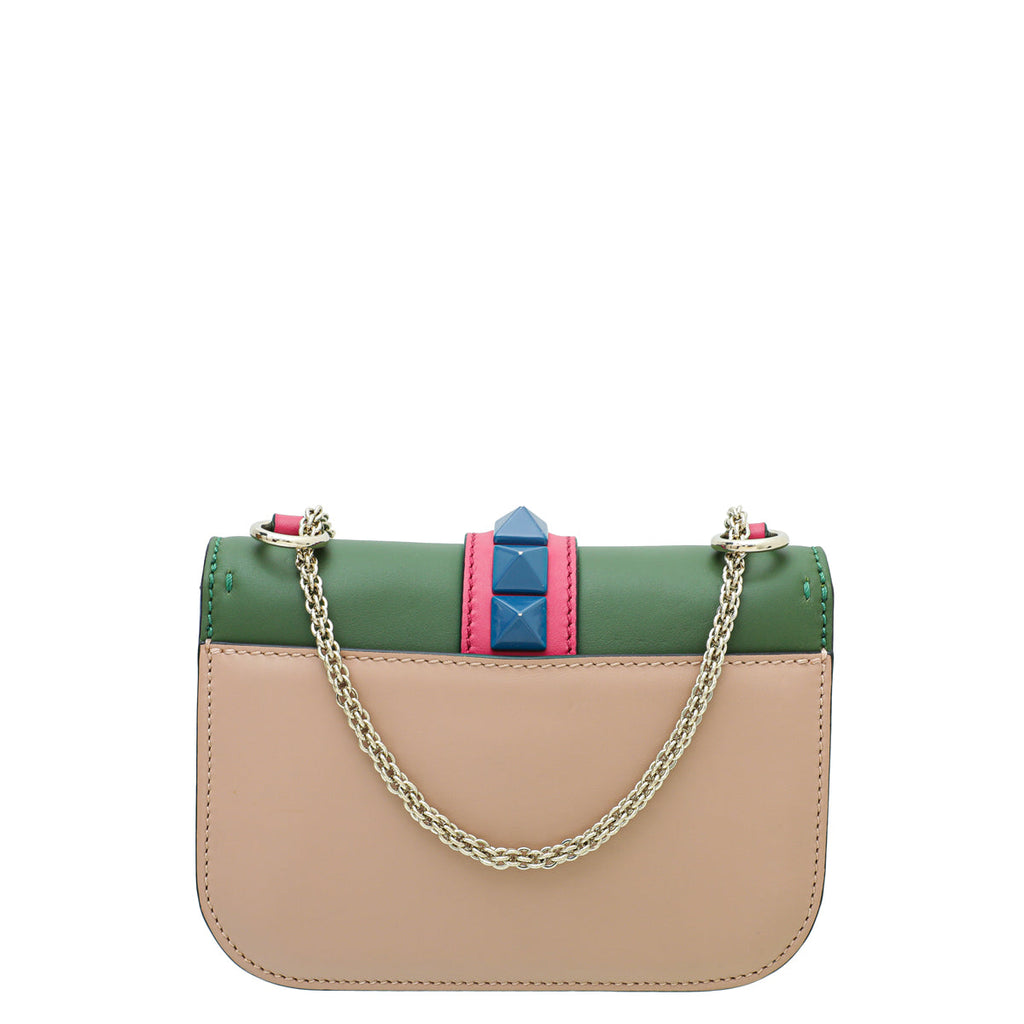 Valentino Multicolor Colorblock Rockstud Glam Lock Flap Bag