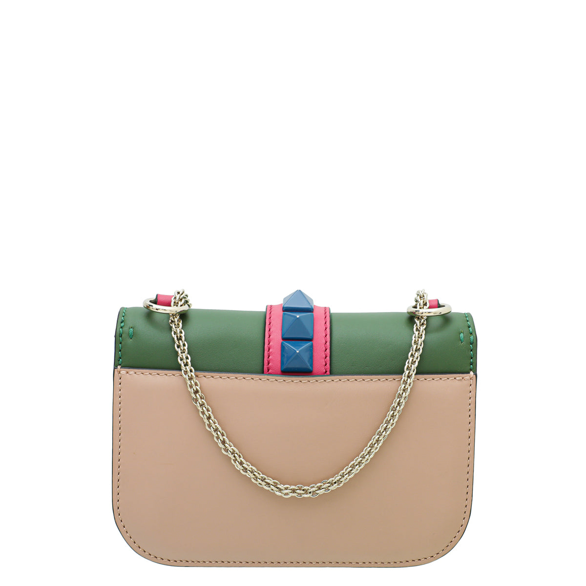 Valentino Multicolor Colorblock Rockstud Glam Lock Flap Bag
