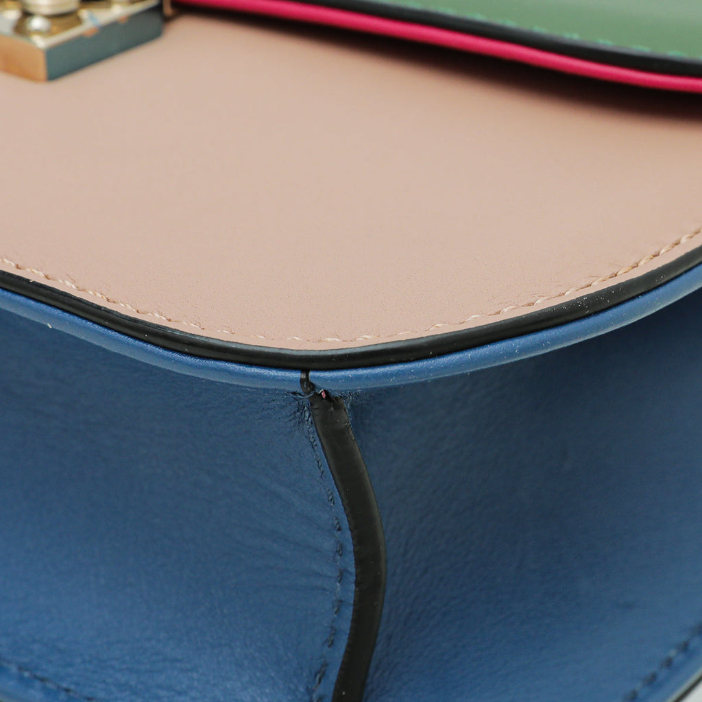 Valentino Multicolor Colorblock Rockstud Glam Lock Flap Bag