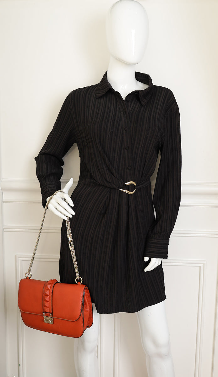 Valentino Rust Glam Lock Medium Shoulder Bag