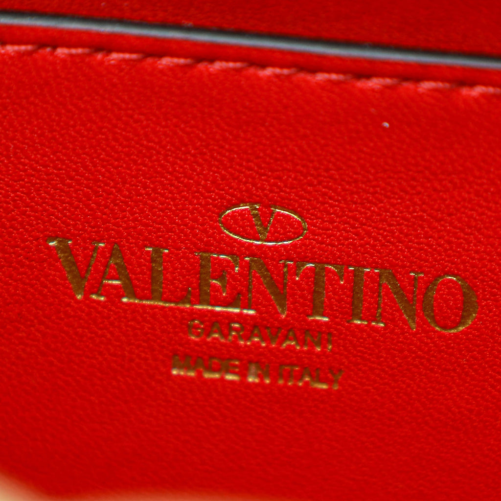 Valentino Bicolor Vlogo Embellished Trimmed Raffia Bag