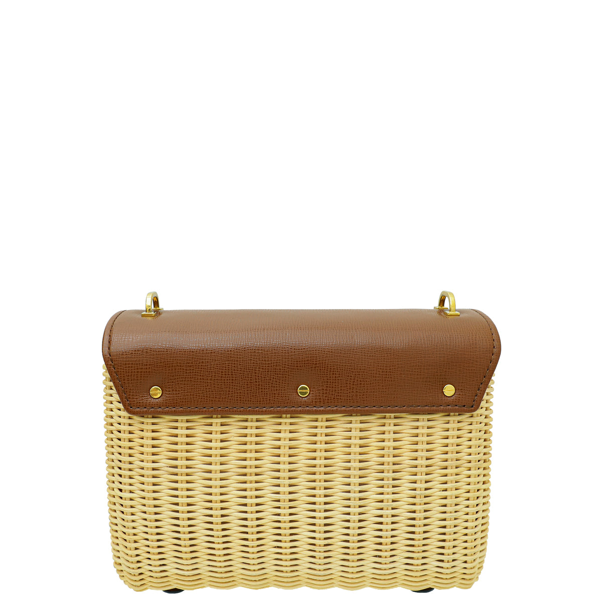 Valentino Bicolor Vlogo Embellished Trimmed Raffia Bag