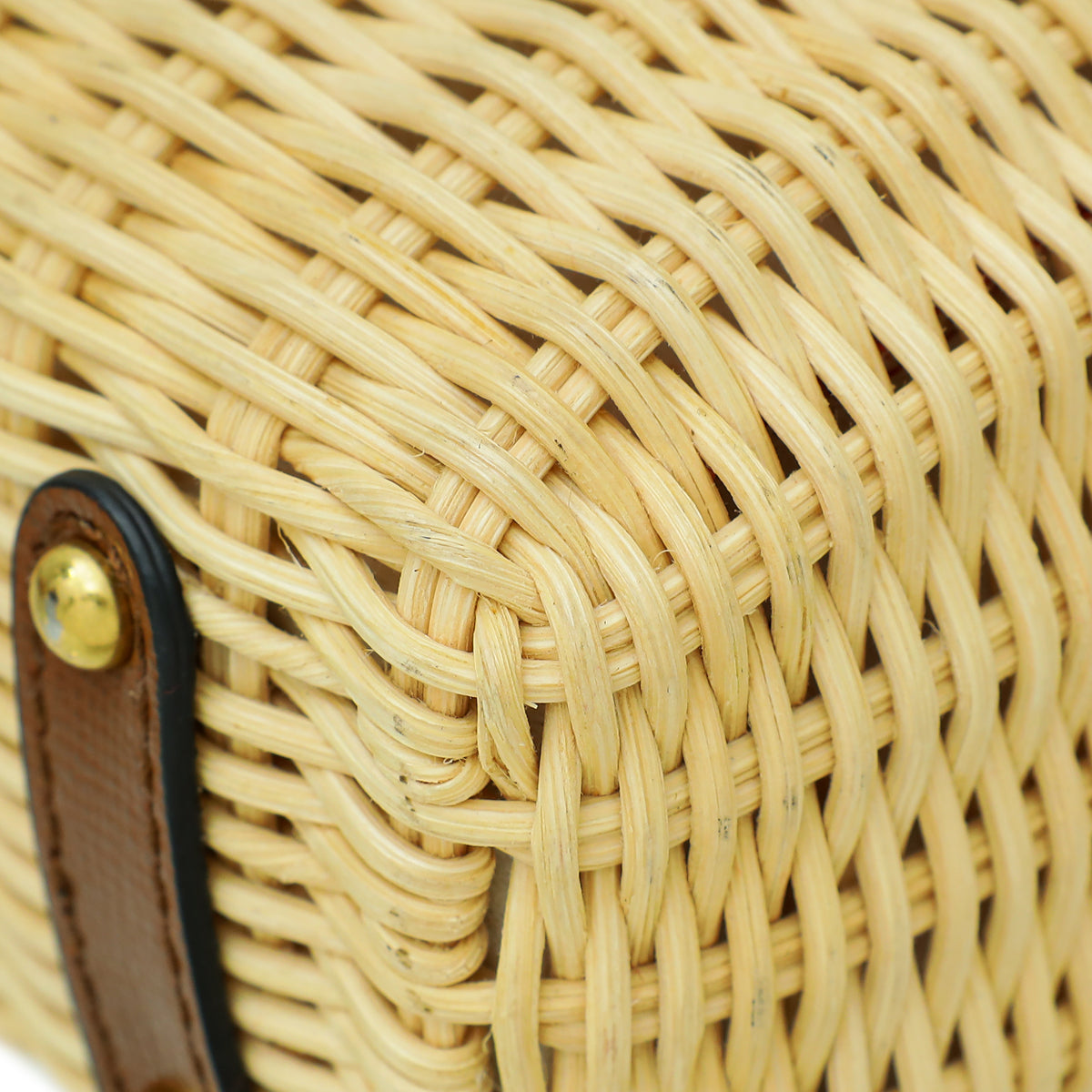 Valentino Bicolor Vlogo Embellished Trimmed Raffia Bag