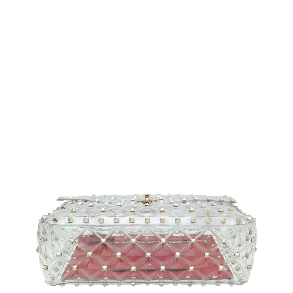 Valentino Clear Spike Rockstud PVC Medium Bag