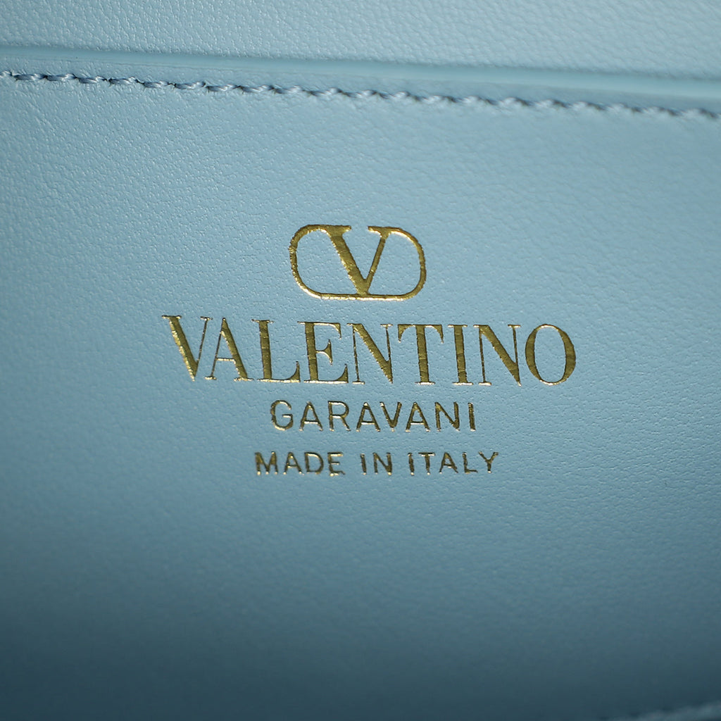 Valentino Baby Blue Beaded Jeweled Mini VSling Top Handle Bag
