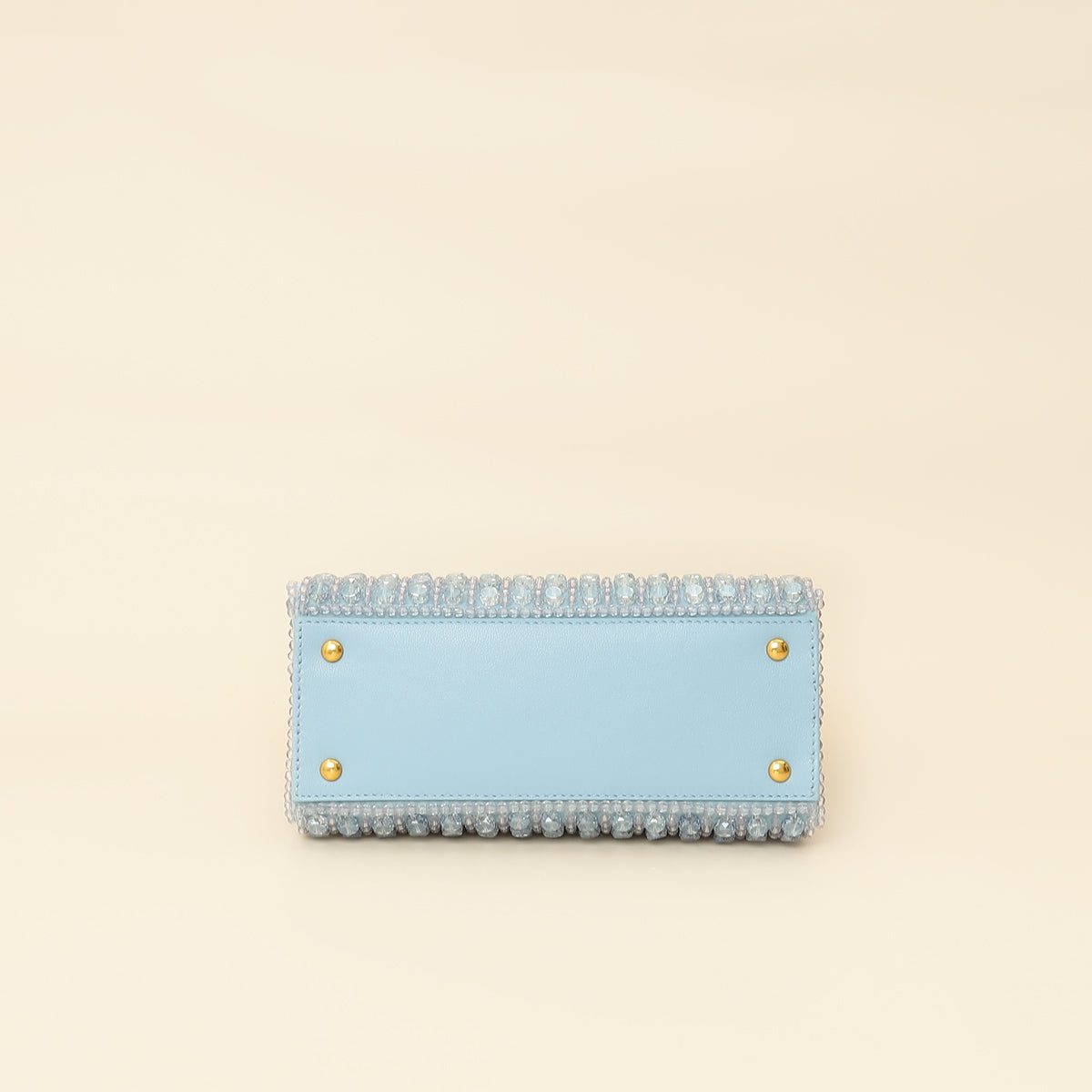 Valentino Baby Blue Beaded Jeweled Mini VSling Top Handle Bag