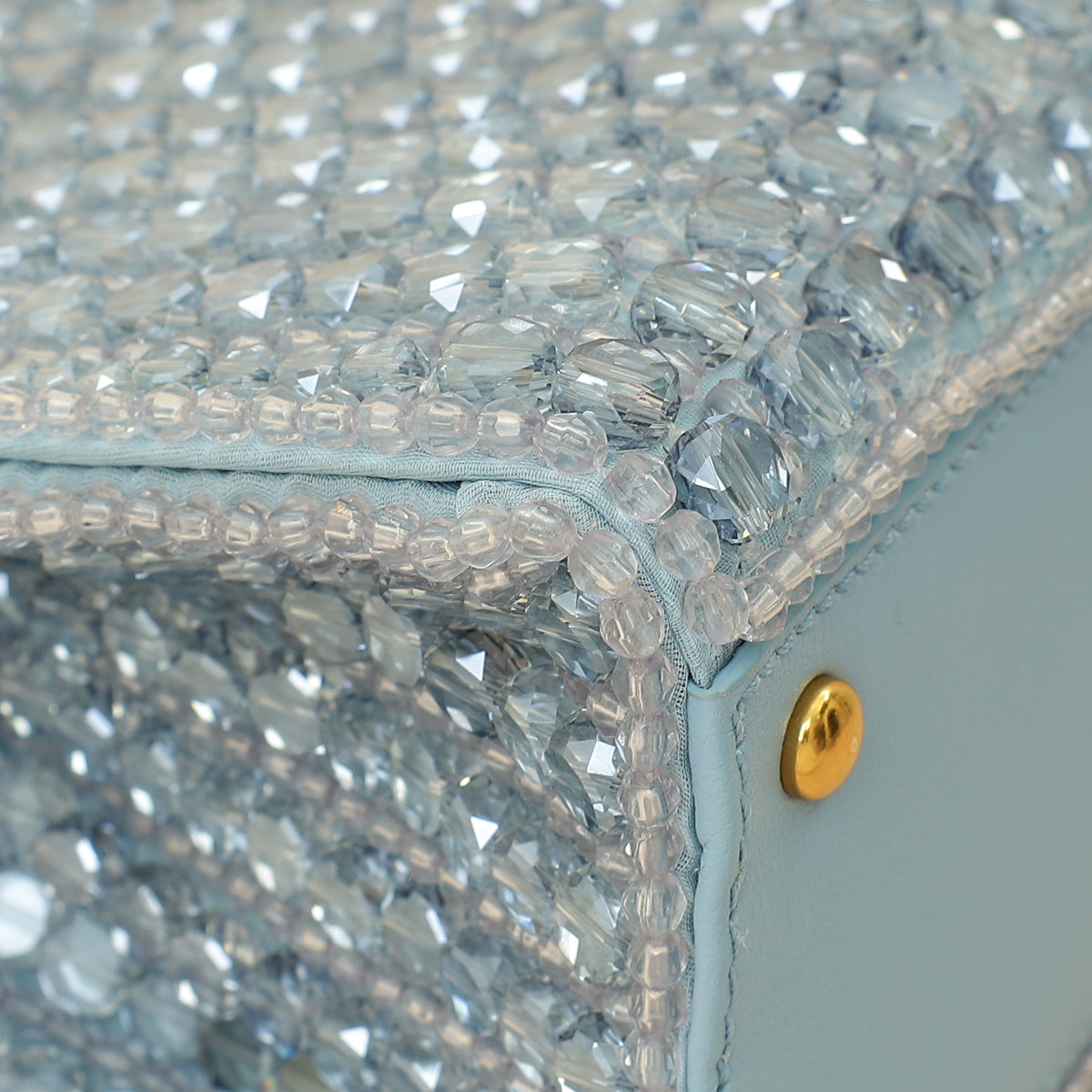 Valentino Baby Blue Beaded Jeweled Mini VSling Top Handle Bag