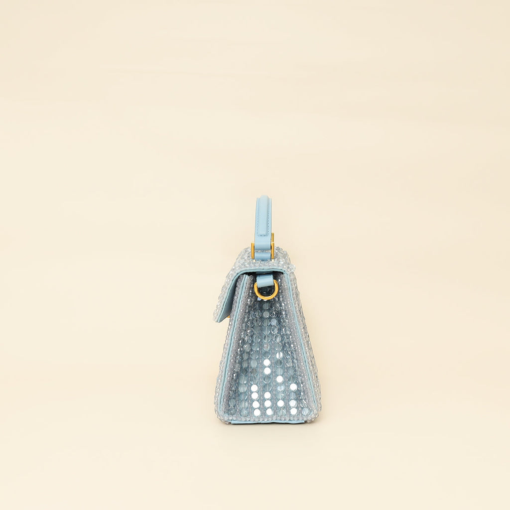 Valentino Baby Blue Beaded Jeweled Mini VSling Top Handle Bag