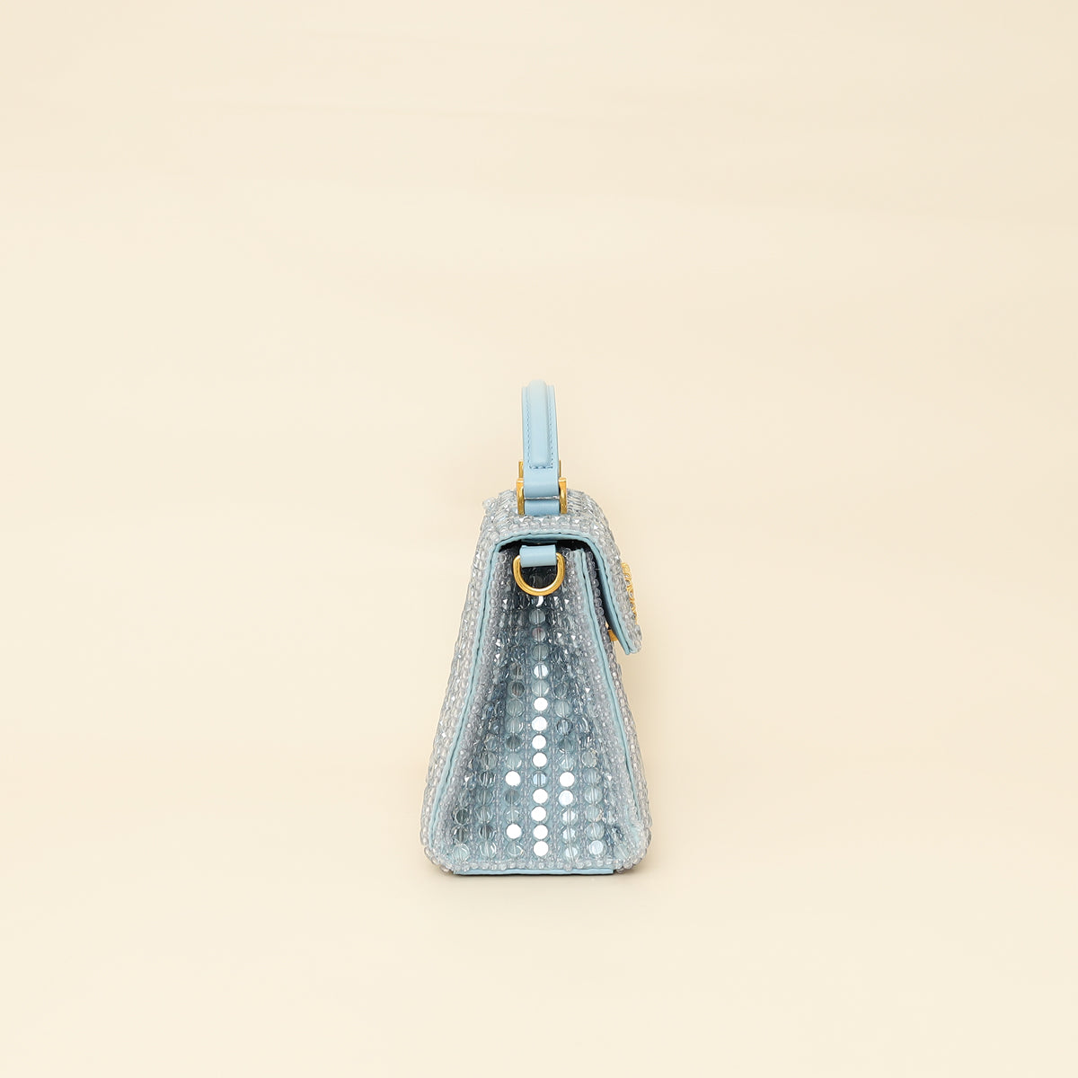 Valentino Baby Blue Beaded Jeweled Mini VSling Top Handle Bag