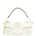 Valentino Off White Locò Floral Applique Flap Bag
