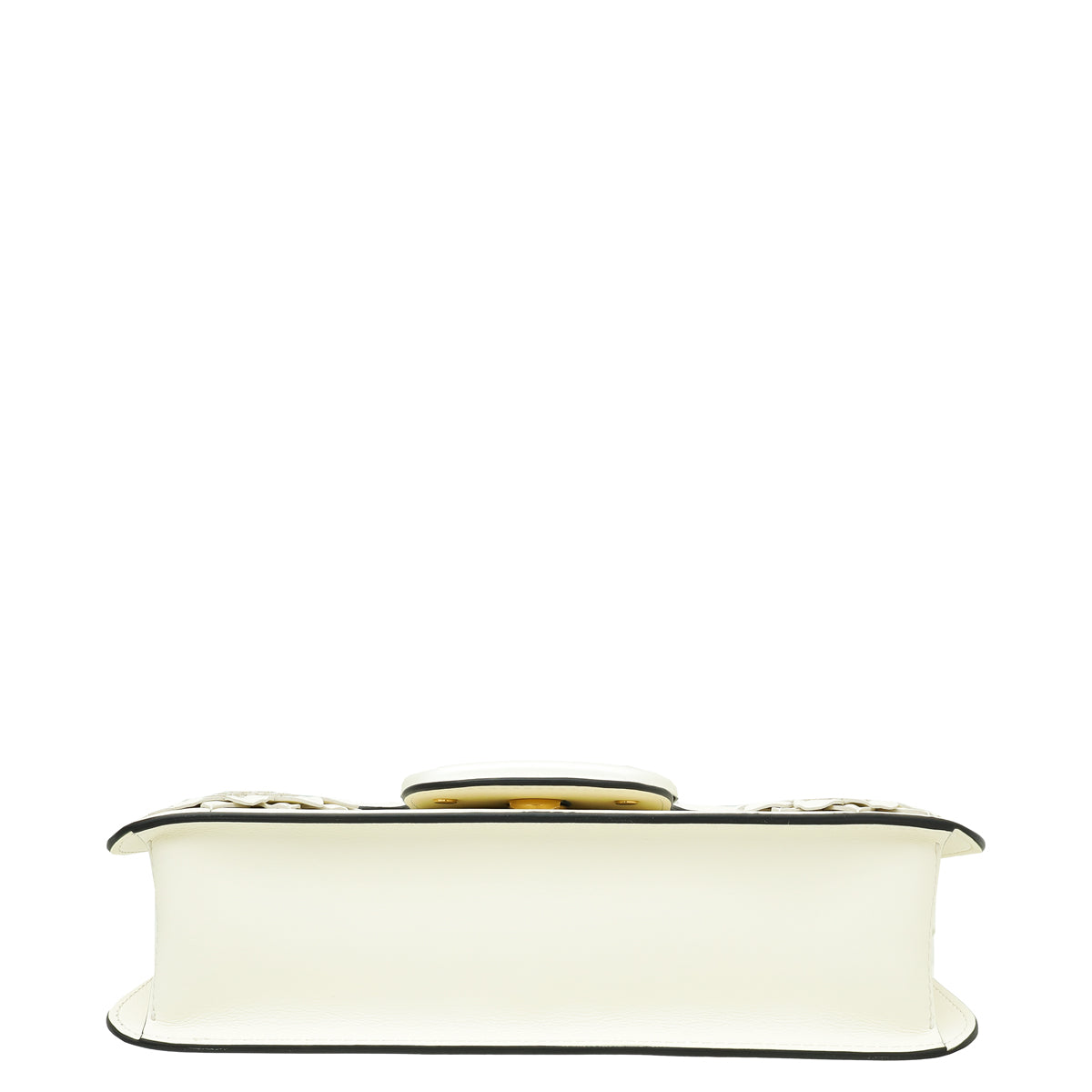 Valentino Off White Locò Floral Applique Flap Bag