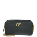 Valentino Black VLOGO Double Zip Chain Crossbody Bag