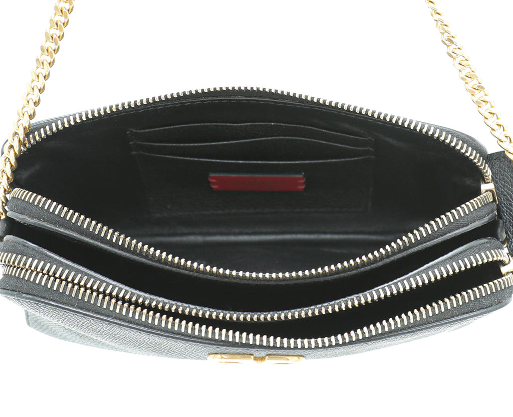 Valentino Black VLOGO Double Zip Chain Crossbody Bag