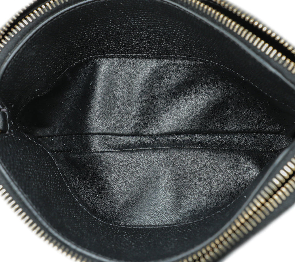 Valentino Black VLOGO Double Zip Chain Crossbody Bag