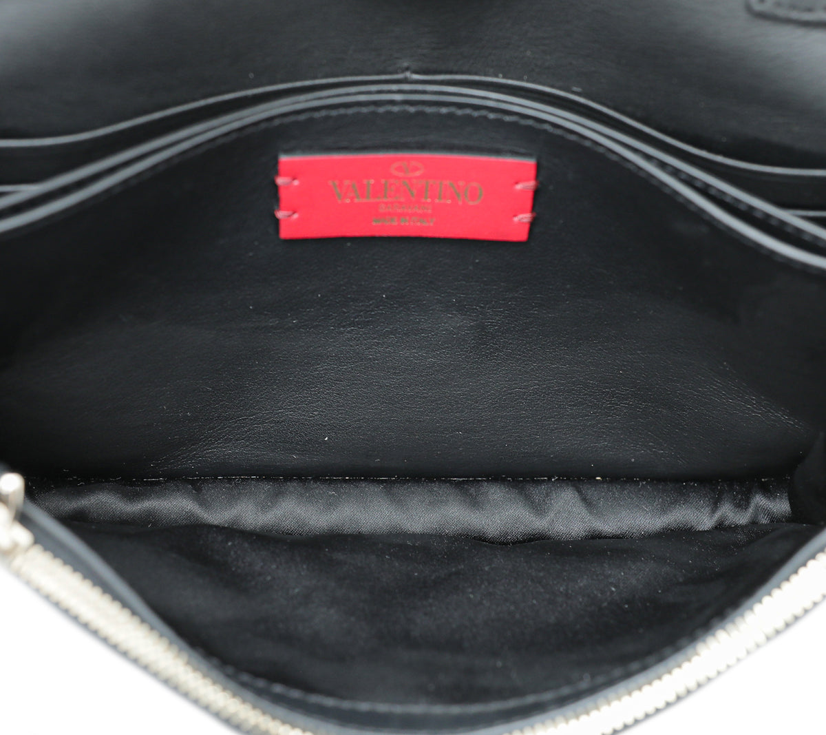 Valentino Black Rockstud Flap Chain Clutch