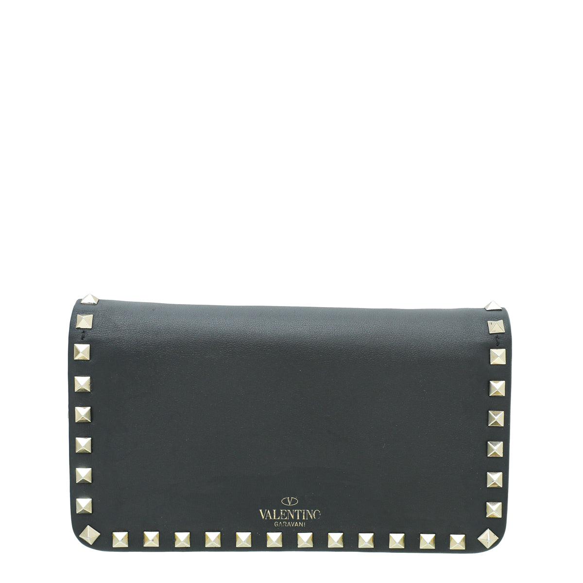 Valentino Black Rockstud Flap Chain Clutch
