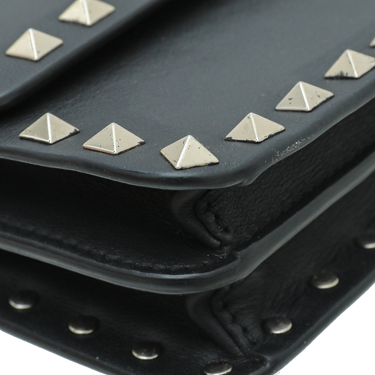 Valentino Black Rockstud Flap Chain Clutch
