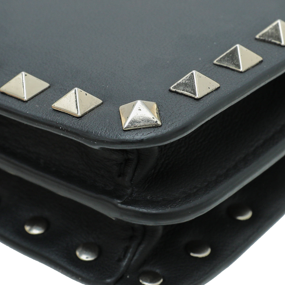 Valentino Black Rockstud Flap Chain Clutch