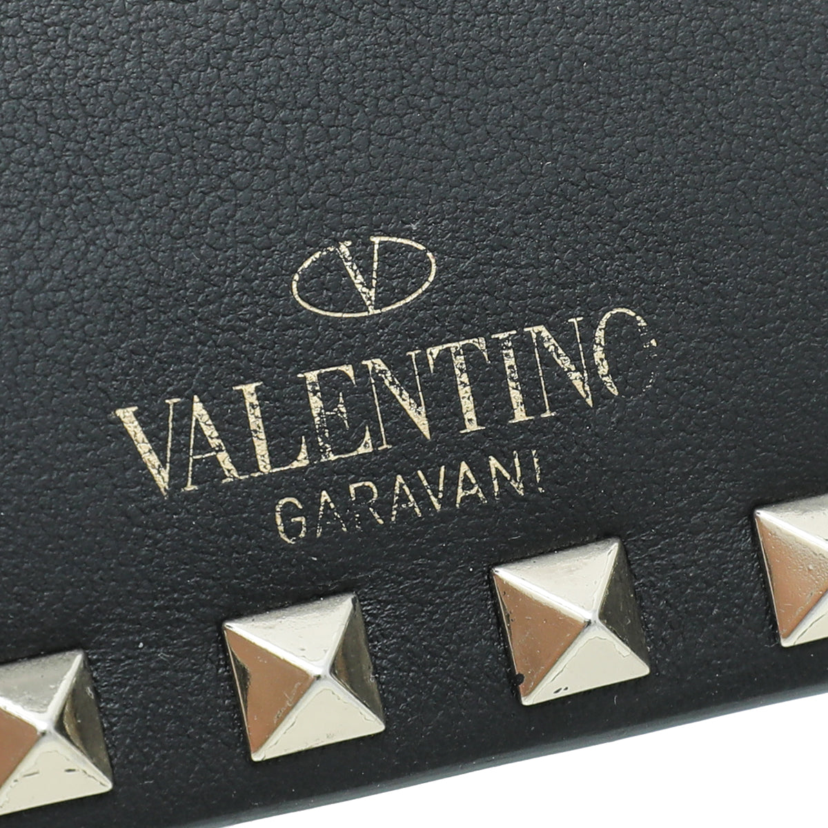 Valentino Black Rockstud Flap Chain Clutch
