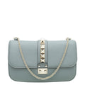 Valentino Light Gray Rockstud Glam Lock Medium Bag