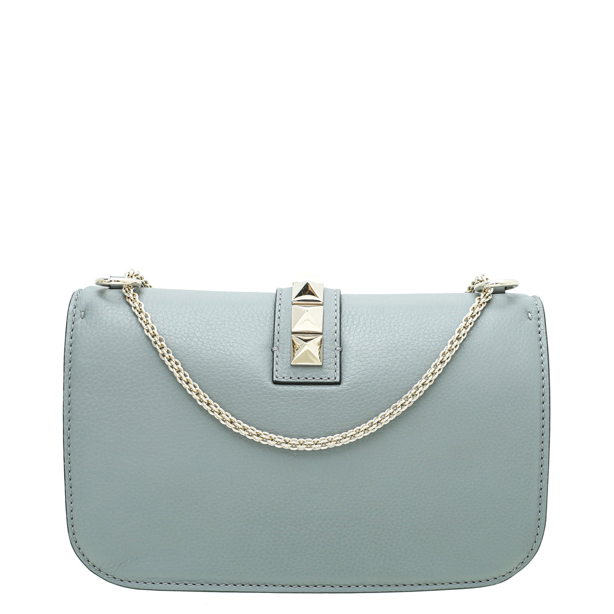 Valentino Light Gray Rockstud Glam Lock Medium Bag