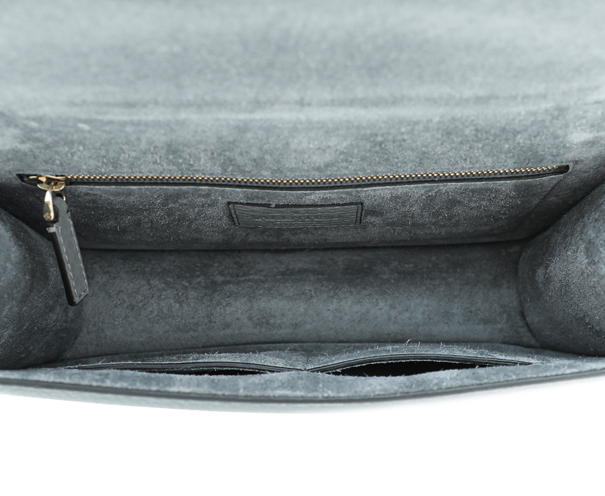 Valentino Light Gray Rockstud Glam Lock Medium Bag