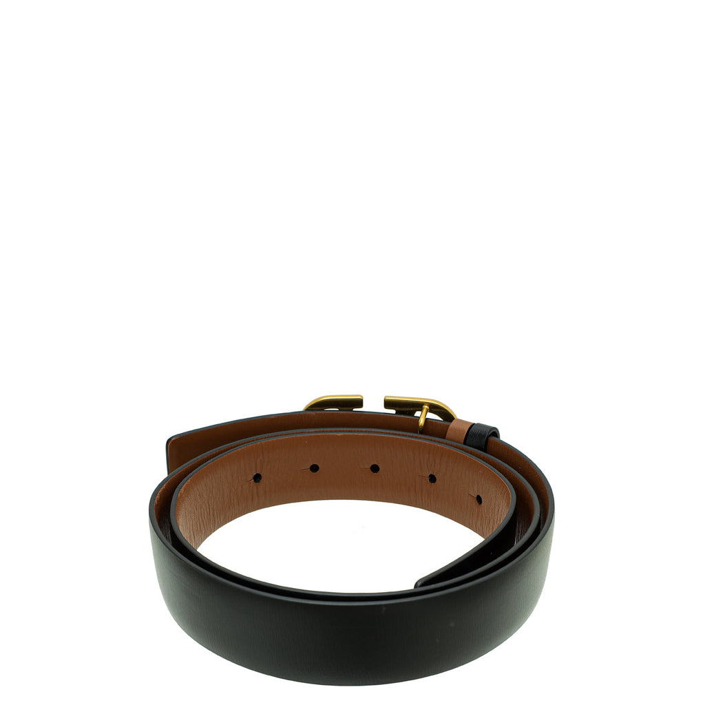 Valentino Black Vlogo Buckle Belt 34