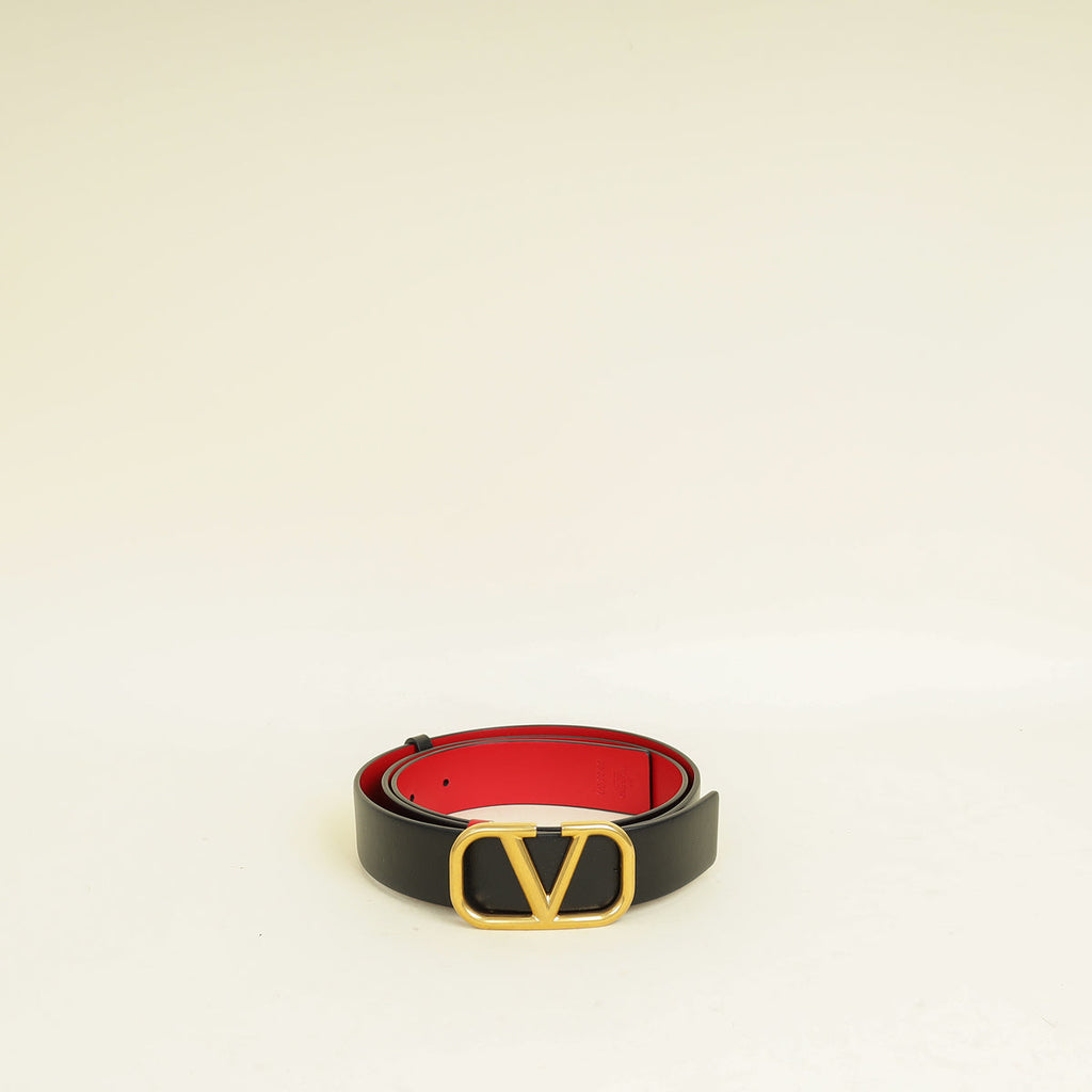 Valentino Bicolor Vlogo Signature Buckle Reversible 30mm Belt 38